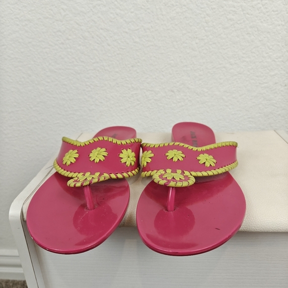 Jack Rogers Neon Pink Green Jelly Slip On Thong Sandals Size 8 Womens - Picture 3 of 8
